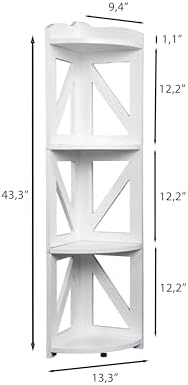 YCICI Corner Shelf Stand 4 Tier White Natural Wood
