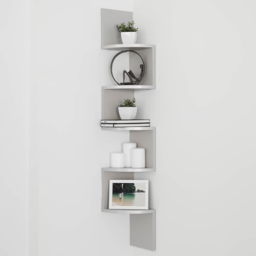 Danya B 5-Tier Corner Wall Shelving Unit Gray