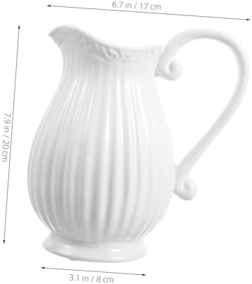 HEALLILY 1pc Ceramic Pitcher Vase White Decorative
