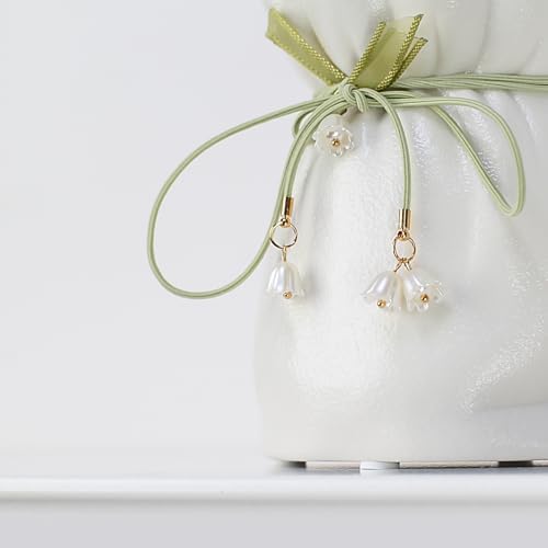 White Ceramic Vase with Ribbon Tie and Pendants