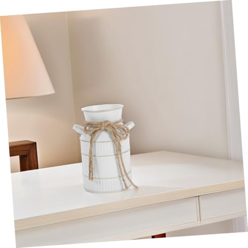 2pcs European Retro Iron Milk Jug Vase White Gray