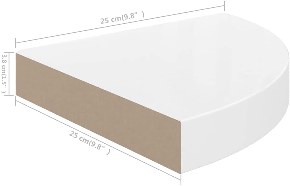 Floating Corner Shelves 2pcs High Gloss White MDF