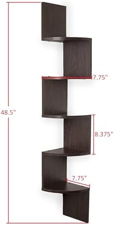 Danya B 5-Tier Corner Wall Shelving Unit Gray