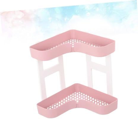 BIUDECO Two Layer Corner Shelf Organizer Pink