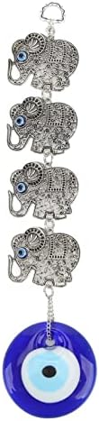 Blue Eye Ornament 4 Skeleton Alloy Elephants Wall Decoration