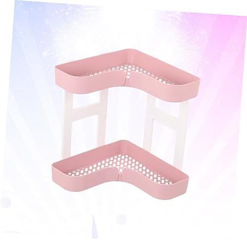 BIUDECO Two Layer Corner Shelf Organizer Pink