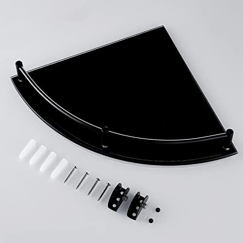 Halyuhn 2 Tier Tempered Glass Shower Caddy with Black Stainless Steel Rail