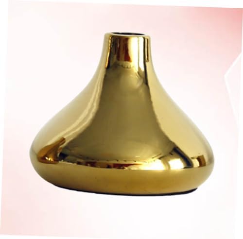Small Gold Ceramic Vase for Dried Flowers and Plants