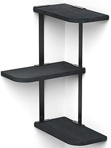 Love-KANKEI 3 Tier Corner Shelf Wall Mount Black