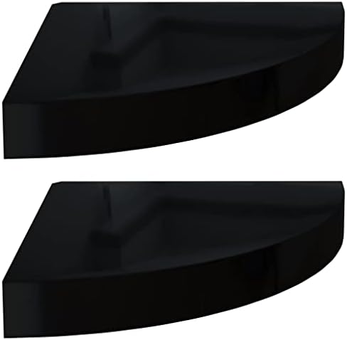 Floating Corner Shelves 2 Pcs High Gloss Black MDF