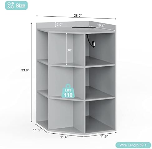 HedoAjim Corner Cabinet with USB and Outlets