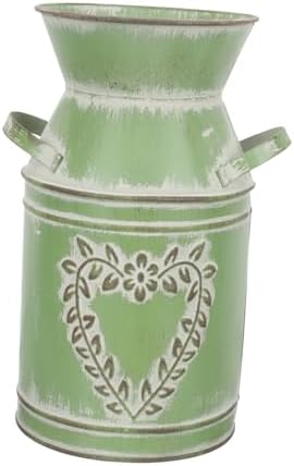 Rustic Dark Green Iron Flower Bucket Vase