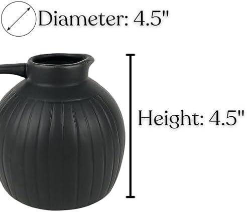 Needzo Black Ceramic Pitcher Vase Set