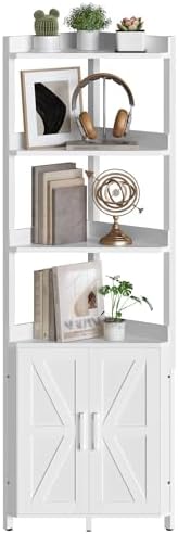 HOOBRO Corner Shelf with 5-Tier Storage White WW78CJ01