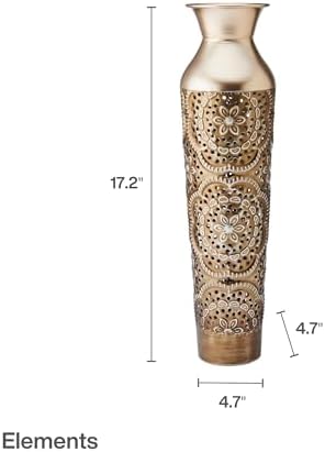 Elements Gold Filigree Embossed Metal Vase 17-Inch