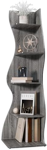 LITTLE TREE Small Corner Shelf 5-Tier Bookcase