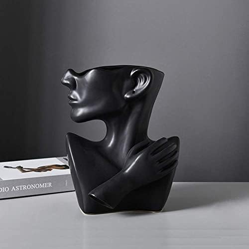 Katoonx Ceramic Face Vase Black Statue for Home Decor
