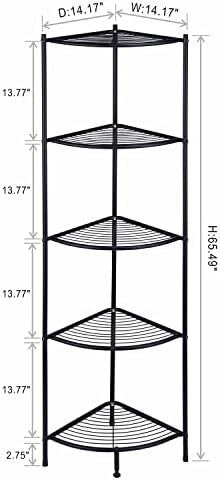 LH UNICO 5-Tier Corner Wire Shelving Unit Black