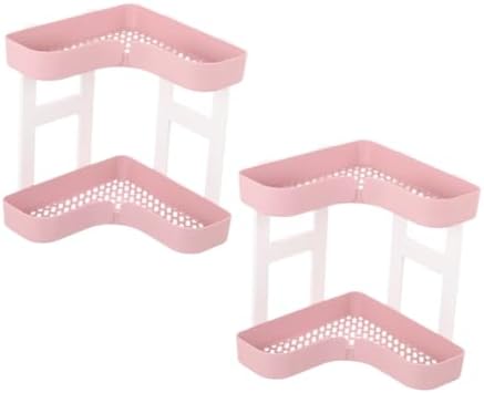 Ciieeo Pink Two-Tier Storage Rack Organizer for Bathroom Kitchen Countertop