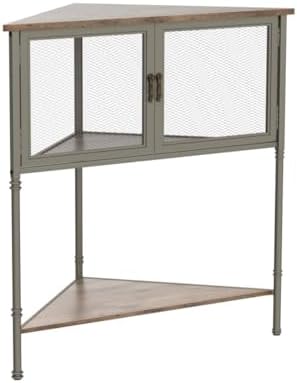 VECELO 3-Tier Corner Shelf with Storage Cabinet Grey