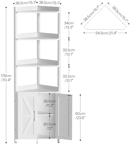HOOBRO Corner Shelf with 5-Tier Storage White WW78CJ01