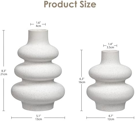 Briful Ceramic White Stacked Circles Vase Set