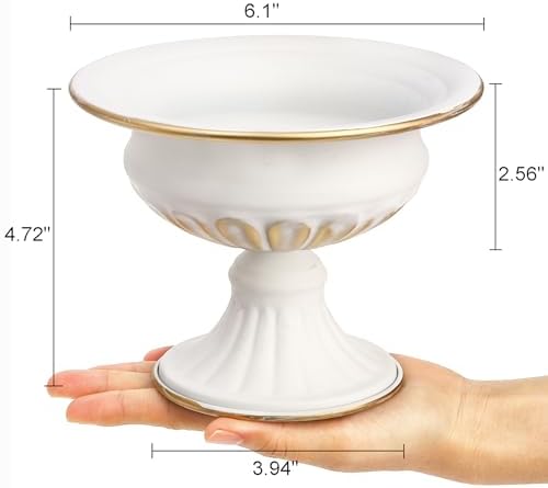 Suwimut 4 Piece White Metal Urn Planter Vase