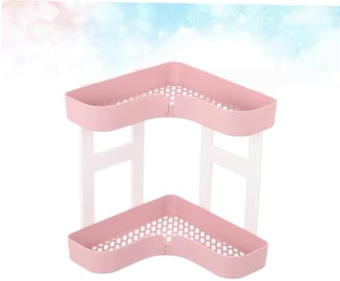 Cabilock Corner Shelf Organizer Pink Plastic Storage Rack
