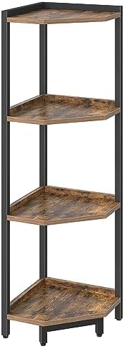 4-Tier Corner Bookshelf Stand with Metal Frame