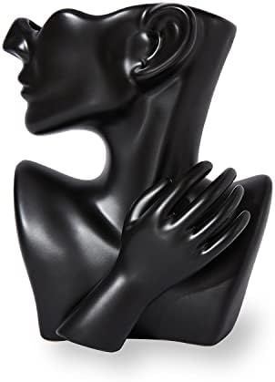 Katoonx Ceramic Face Vase Black Statue for Home Decor
