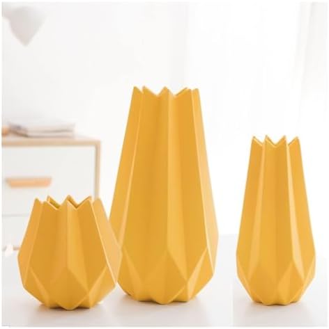 3pcs Ceramic Geometric Flower Vases for Living Room and Wedding Gifts