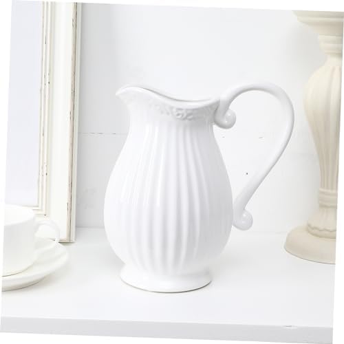 HEALLILY 1pc Ceramic Pitcher Vase White Decorative
