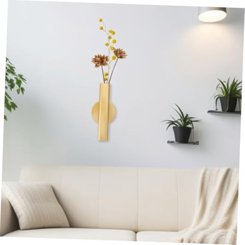 VOSAREA 2pcs Nordic Style Wall Mounted Metal Tube Vase Adhesive Holder