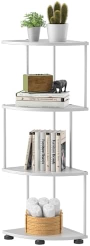 Haomsj 4 Tier Metal Corner Shelf Stand 41 Inch White