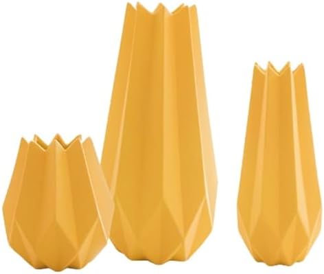 3pcs Ceramic Geometric Flower Vases for Living Room and Wedding Gifts