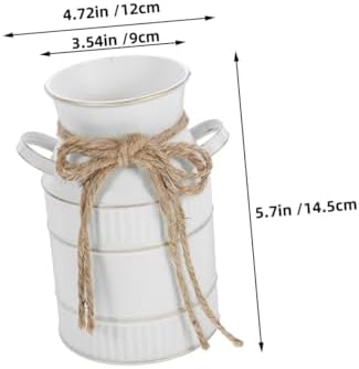 2pcs European Retro Iron Milk Jug Vase White Gray