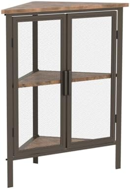 VECELO 3 Tier Corner Cabinet Shelf Grey