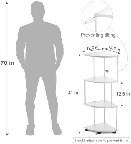 Haomsj 4 Tier Metal Corner Shelf Stand 41 Inch White