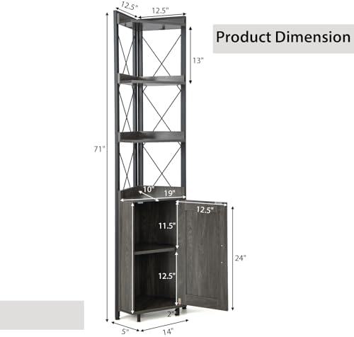 Tangkula Tall Corner Storage Cabinet with Door