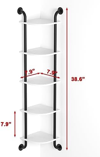 Tinpin 5-Tier Corner Wall Shelf White