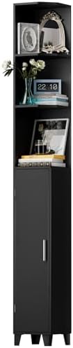 MOHOPE Corner Shelf with Cabinet 5-Tier 748 Tall Black