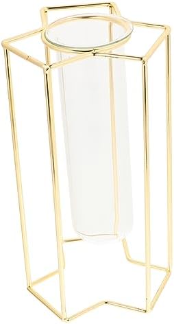PRETYZOOM Transparent Glass Bud Vase with Iron Stand