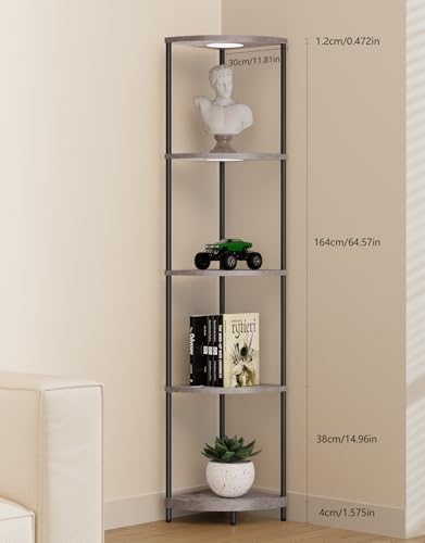 PARTPHONER Corner Shelf with LED Light and Storage