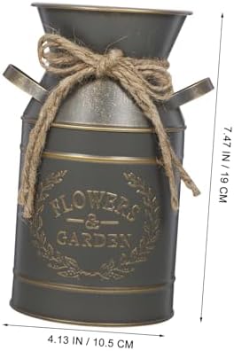 Rustic Galvanized Flower Bucket Planter for Home Office Decor
