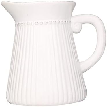 White Ceramic Flower Vase with Embossed Design
