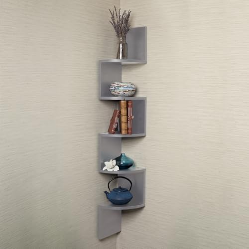 Danya B 5-Tier Corner Wall Shelving Unit Gray