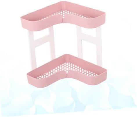 BIUDECO Two Layer Corner Shelf Organizer Pink
