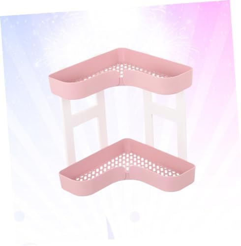Cabilock Corner Shelf Organizer Pink Plastic Storage Rack