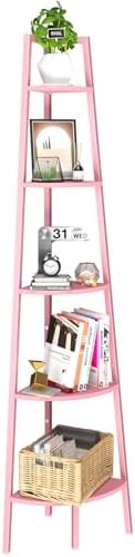 Yoobure 5-Tier Corner Bookshelf with Metal Frame