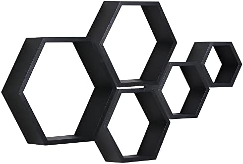 PHOENANCEE Hexagon Floating Shelves Set of 5 Wall Decor
